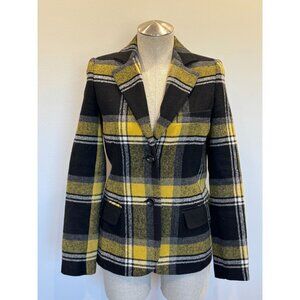 Intermix Flannel Blazer in Black/Yellow Size M